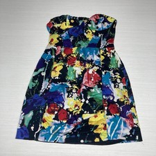 Forever 21 Y2K Vintage Paint Splatter  Strapless Mini Body Con Dress Size Small