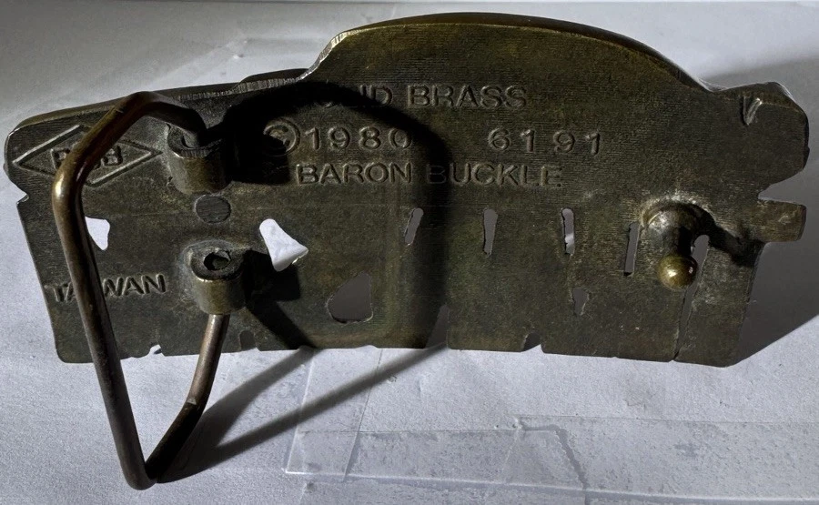 Fivela de cinto vintage anos 70 latão maciço TRANS AM original Baron Pontiac muscle cars - Imagem 3 de 4