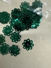 Vintage Emerald Green Metallic Carnation Sequins - Vintage