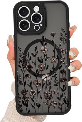 Magnetic iPhone 14 Pro Max Case Cute Flower Floral Print Pattern Design Slim Bum