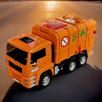 Bruder MAN Recycling/Garbage Truck - Orange - 2002 - Hard Plastic/Wheels/Windows