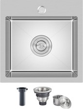 18 Inch Drop in Kitchen Bar Sink, 18x18 Inch Single Hole Stainless Steel Single