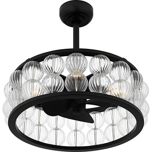 Matte Black  Fan Light from the Terrarock Collection - Picture 4 of 6