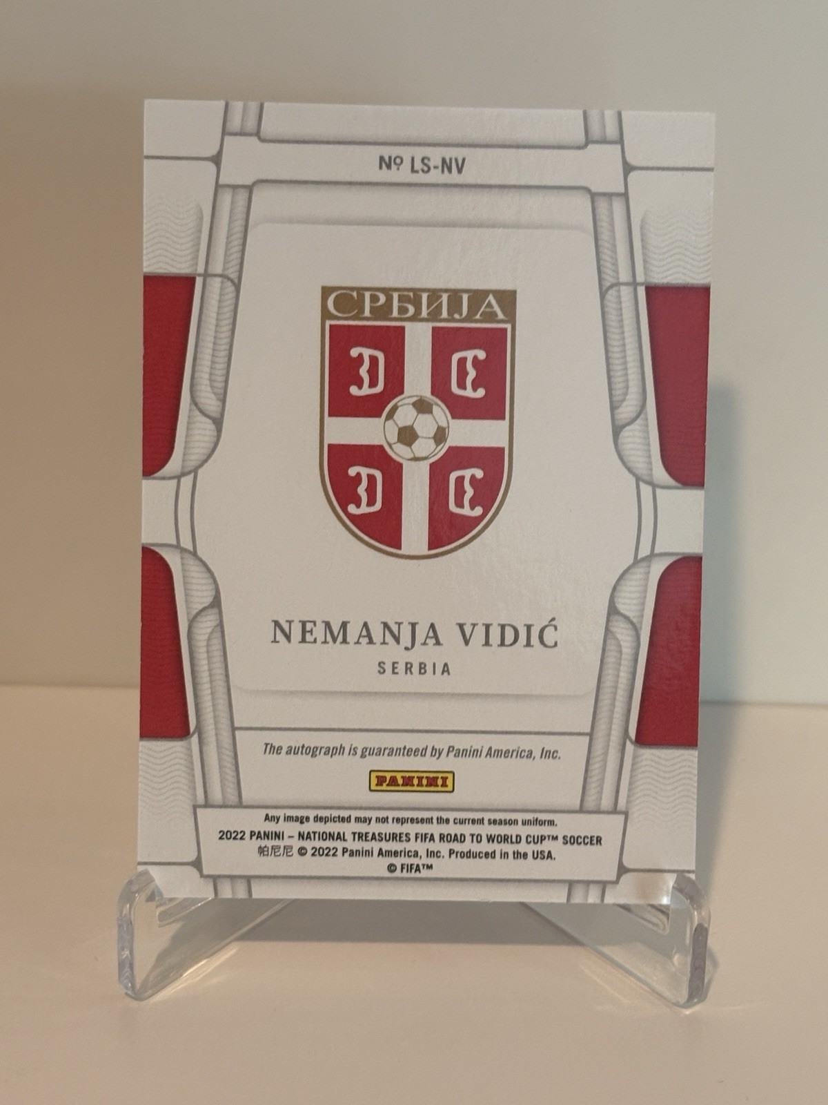 2022 National Treasures World Cup Legendary Signatures Nemanja Vidic Auto /49 view 2