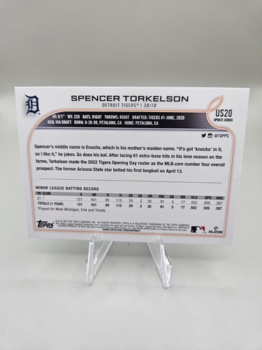 2022 Topps Update Spencer Torkelson Rookie #US20 Detroit Tigers - Picture 2 of 2