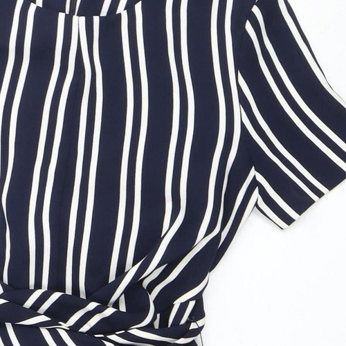 Warehouse Women's Blue Striped Wrap Dress Size 6 - Picture 7 of 12