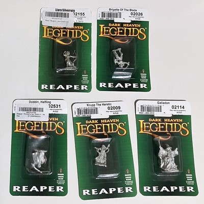 Reaper Miniatures Dark Heaven Legends Lot of 5, Liarra, Brigette, Halfling, more