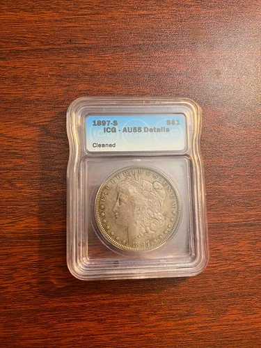 1897-S Morgan Silver Dollar ICG AU55 Details Cleaned Key Date - Lot #68