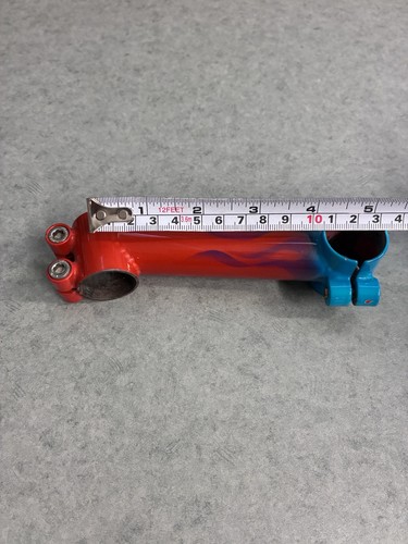 Handmade Steel Road Stem 1” Threadless 26.0 Flames! Blue & Orange 120mm -16° - Picture 16 of 17