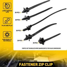 100Universal Mixed Cable Tie Bundled Wire Harness Line Fastener Zip Clip Bands T