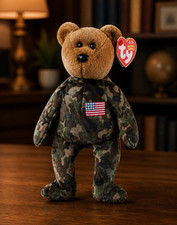 Peluche uniforme Ty Beanie Babies héros ours camouflage 2003 vintage, 3-5 ans (3-4)