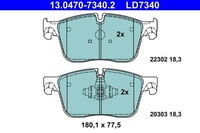 ATE 13.0470-7340.2 Bremsbelagsatz, Scheibenbremse 180,1 Mm 77,5 Mm 18,3 Mm