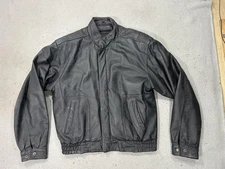 Reed Sportswear Leather Jacket Mens 40 Black Thinsulate Bomber Zip Front Coat