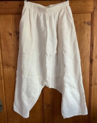 ATELIER DELPHINE cotton KIKO PANTS crinkle gauze crop Kinari undyed L 10/12 USA