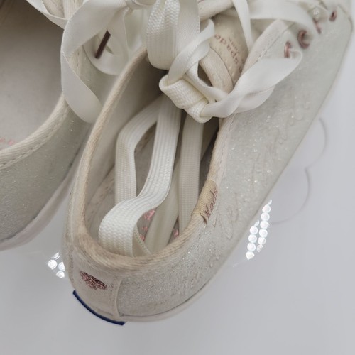 Sneakers donna Kate Spade Keds stringate glitter avorio oro rosa scintillante taglia 7,5 - Foto 8 di 12