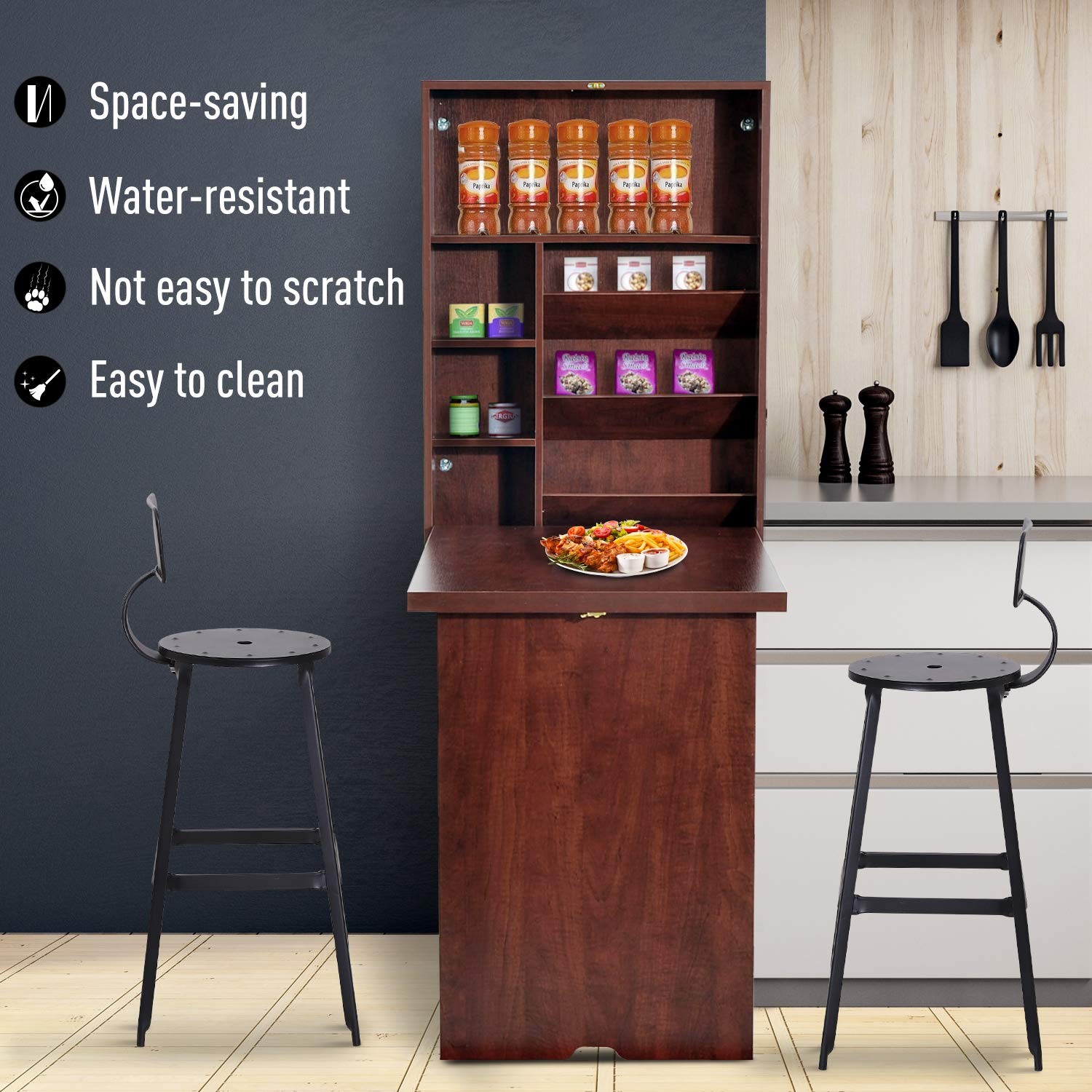 Wall Mounted Desk, Fold Out Convertible Desk, Multi-Function Computer Table F...