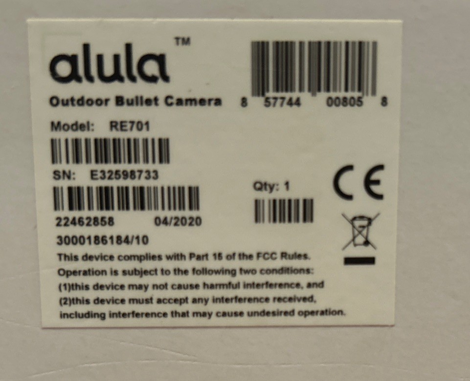 Alula Outdoor Bullet Camera RE701