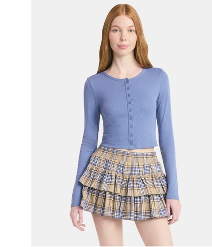 NB Strickjacke Pointelle mit Knöpfen vorne und langen Ärmeln Damen blau XS - Bild 3 von 5