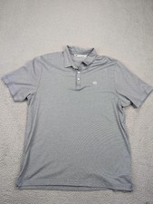 Travis Mathew Polo Shirt Mens XL Gray Pima Cotton Golf Performance Striped