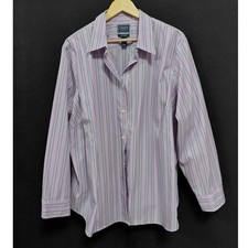 CHAPS CLASSICS No Iron Striped Shirt Purple Woven Long Sleeve Men Size 3X