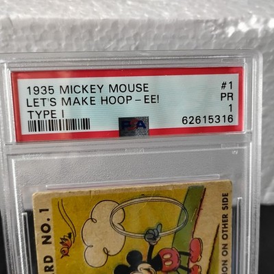 1935 MICKEY MOUSE R89 Gum Inc Type I Card #1 Let's Make Hoop-ee