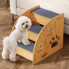 Dog Stairs Pet 3 Steps for Bed Sofa Puppy Ladder Ramp with Carpet Non-Slip Cover