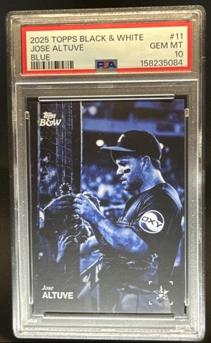 2025 Topps Black and White Jose Altuve Blue #/50 Astros PSA 10 GEM MINT
