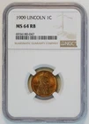 1909 Lincoln Wheat Small Cent MS 64 RB NGC 1C