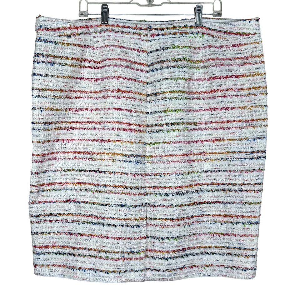 J.Crew No. 2 Pencil Skirt Tweed Multicolor Stripe Preppy Rainbow 20 NWT - Image 3 of 4