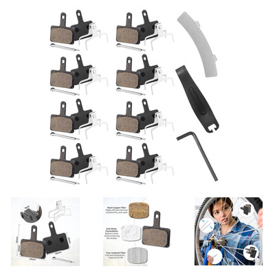 Bike Disc Brake Pads 8 Pairs Semi-Metallic Resin Compatible with Shimano Tektro