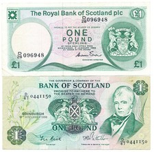 Royal Bank of Scotland plc/Bank of Scotland Scotland 1 Pound 1985/86 2 Types