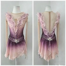 Girl's ice figure skating competition dress Gymnastics costume Dress pink