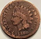 1880 Indian Head Cent Heavily Worn Environmental Damage Surface Issues BN980