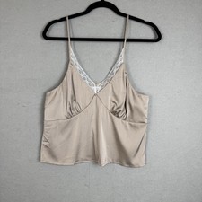 Y2K Womens Fairy Grunge Lace Babydoll Tan Cami Size L Coquette Festival 90S