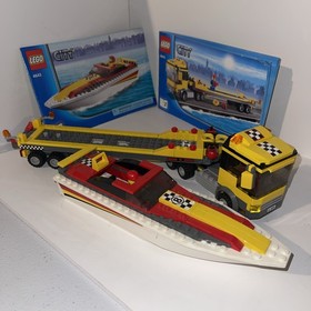 Lego #4643  CITY Power Boat Transporter. Complete. w/Minifigures & Instructions
