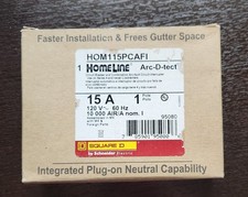Square D Homeline 1 Pole 15A 120VAC Circuit Breaker - HOM115PCAFI - New Open Box