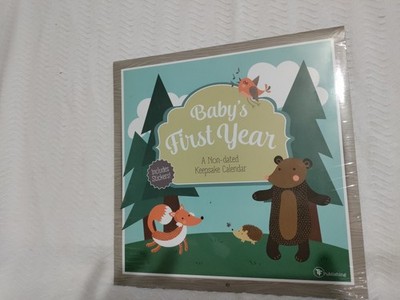 Baby's First Year Keepsake Calendar Stickers Woodland Baby Shower Gift New