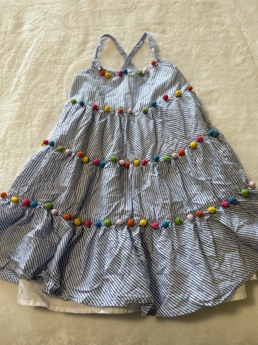 Tommy Bahama Girl’s Size 4 XS X-Small Striped PomPom Sundress Dress Outfit
