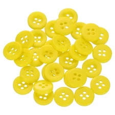 30pcs 16L Sewing Buttons 3/8" Resin Round Flat 4-Hole Craft Buttons, Yellow
