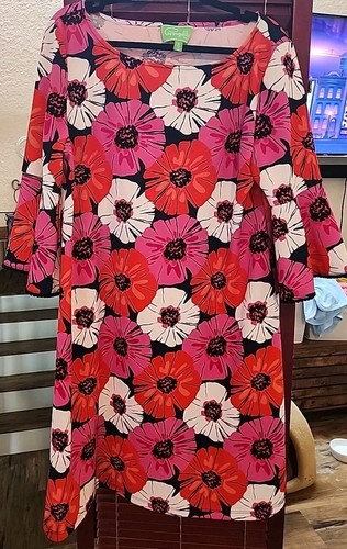 Pappagallo Kleid Damen Größe 12 Rosa Rot Schwarz Blumenmuster