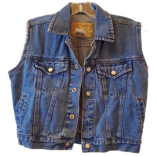 Vintage Faded Glory Kids Denim Vest Boys Sz 7 Rugged Blue Cut Off Sleeve - Picture 10 of 11