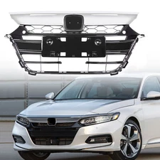 For 2018 2019 2020 Honda Accord Front Bumper Upper & Lower Grille Black Chrome