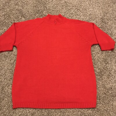 Vtg Venezia Womens One Size Acrylic Red Tunic 3/4 Sleeve B20