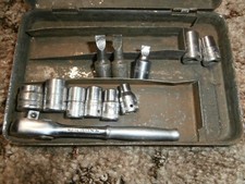 Vintage Snap-on 1940 Midget M-70 932 Drive Ratchet Socket Set Metal Case