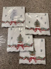 4 NEW Sealed Packages Spode Christmas Tree Guest Lunch Napkins 20 Per Package