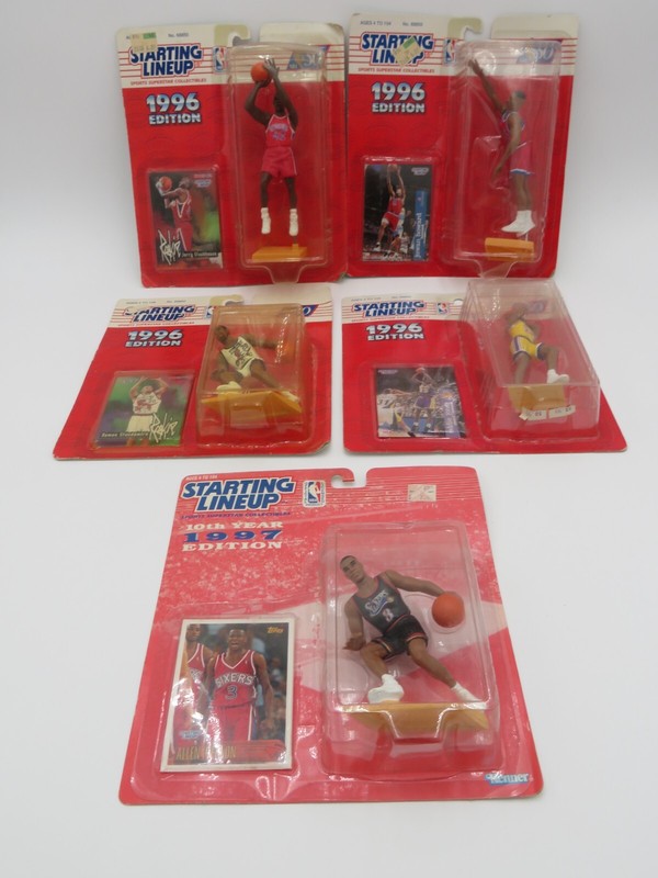 (4) 1996 an (1) 1997 STARTING LINEUP NIP NBA Basketball Figurines - Iverson, etc