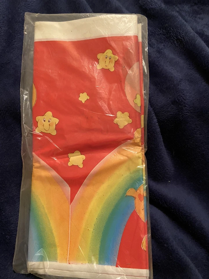 Care Bears VINTAGE AMERICAN GREETINGS 1989 PLASTIC TABLE COVER 54" x 96 New - Image 2 of 4