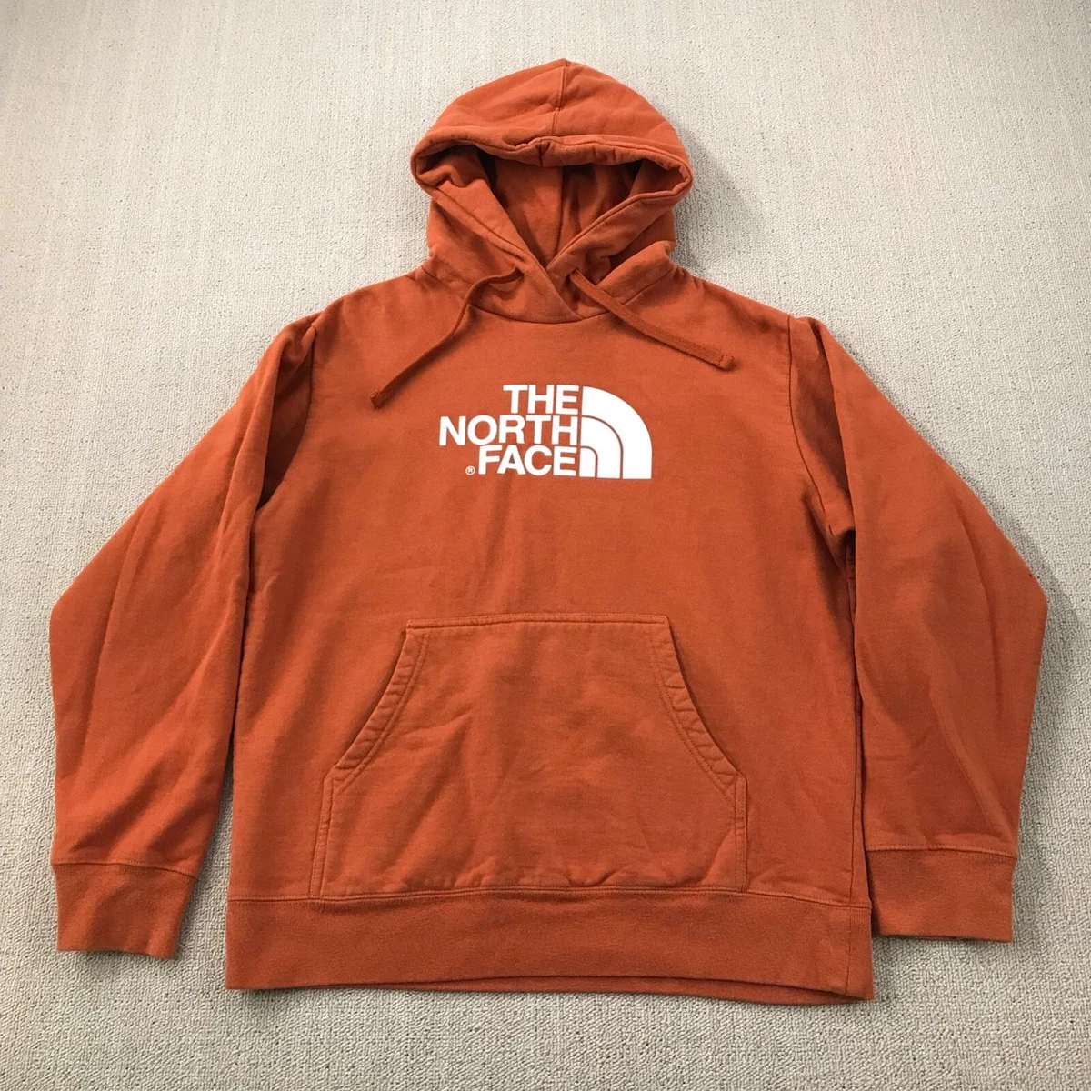 The North Face Hoodie Sweatshirt Men's Large Orange Pullover Logo Sweater |  eBay