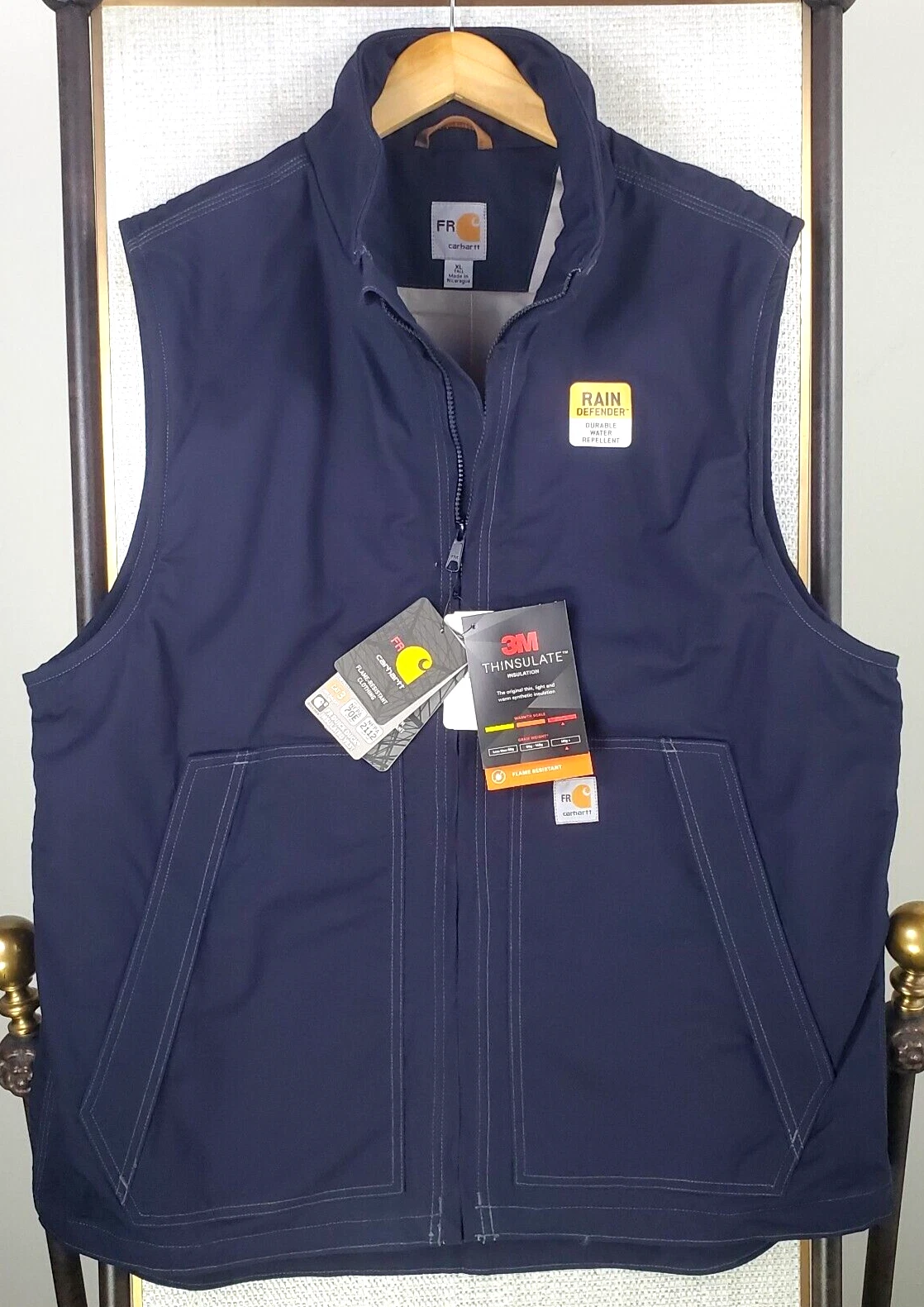 CARHARTT Sz XLT NEW Flame Res FR Thinsulate Rain Defender Mens Vest $225 XL Tall