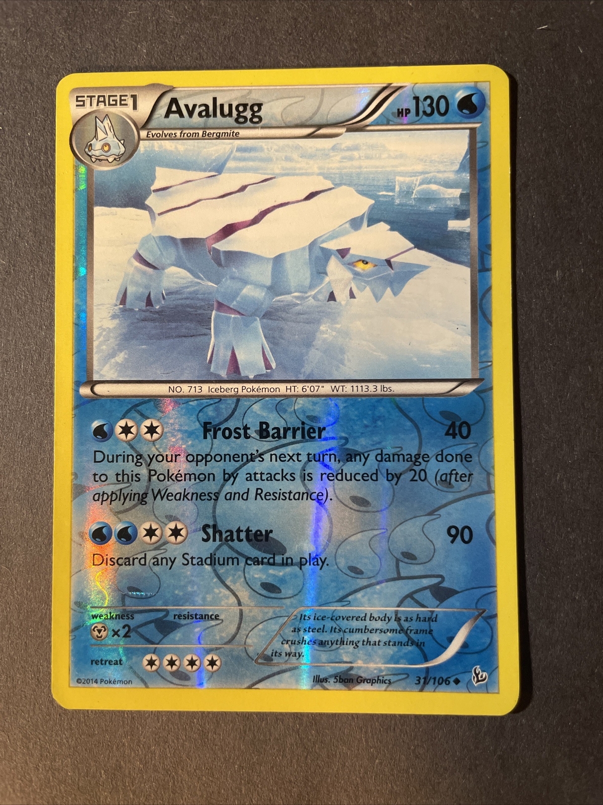 Pokemon Avalugg 31/106 Flashfire 2014 Reverse Holo Uncommon